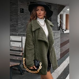 Double Take Zip-Up Collared Teddy Jacket 10010074508